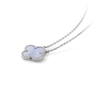 [Amore Jewels]CLOVER 15MM BLUE CHALCEDONY NECKLACE SILVER