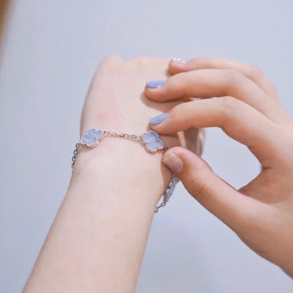 [Amore Jewels] CLOVER 5 MOTIF PURPLE CHALCEDONY BRACELET COLLECTION