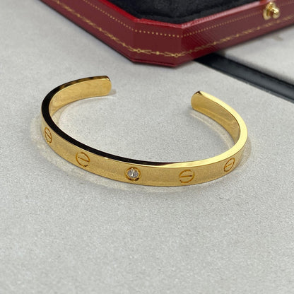 [Amore Jewels]LOVE BRACELET 6.1MM 1 DIAMOND OPEN CUFF