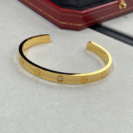 [Amore Jewels]LOVE BRACELET 6.1MM 1 DIAMOND OPEN CUFF