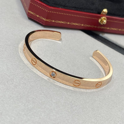 [Amore Jewels]LOVE BRACELET 6.1MM 1 DIAMOND OPEN CUFF