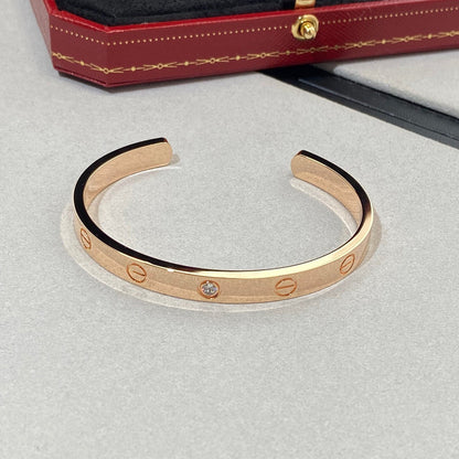 [Amore Jewels]LOVE BRACELET 6.1MM 1 DIAMOND OPEN CUFF