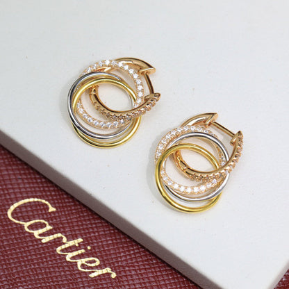[Amore Jewels]TRINITY HALF DIAMOND  EARRINGS