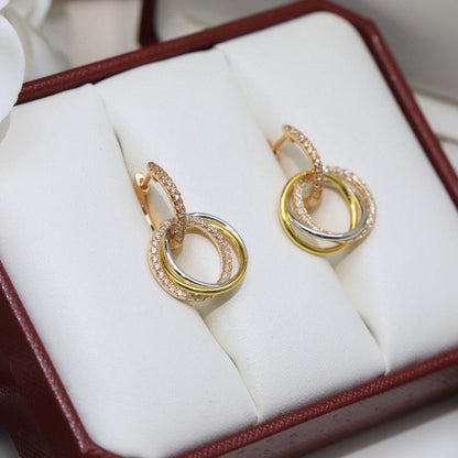 [Amore Jewels]TRINITY HALF DIAMOND  EARRINGS