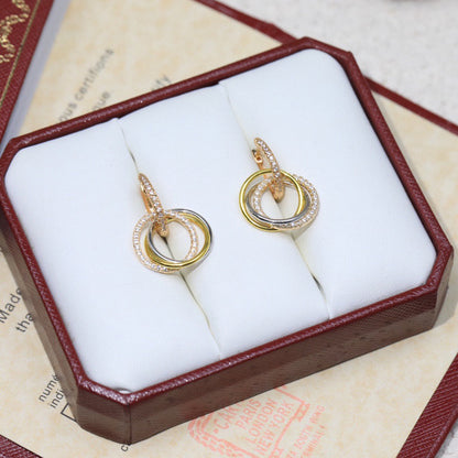 [Amore Jewels]TRINITY HALF DIAMOND  EARRINGS