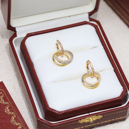 [Amore Jewels]TRINITY HALF DIAMOND  EARRINGS
