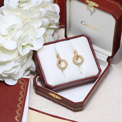 [Amore Jewels]TRINITY HALF DIAMOND  EARRINGS