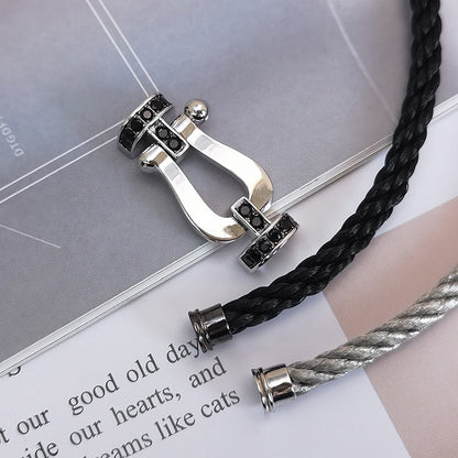 [Amore Jewels]FORCE LARGE HORSESHOE BLACK DIAMOND BRACELET SILVER