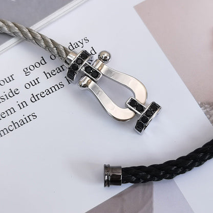 [Amore Jewels]FORCE LARGE HORSESHOE BLACK DIAMOND BRACELET SILVER