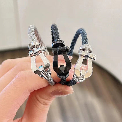 [Amore Jewels]FORCE LARGE HORSESHOE HALF DIAMOND BRACELET ROSE GOLD