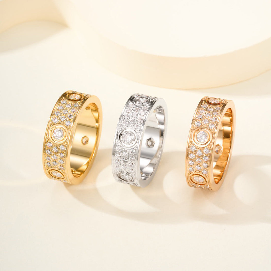 [Amore Jewels]LOVE 5.5MM FULL-PAVE 6-DIAMOND RING