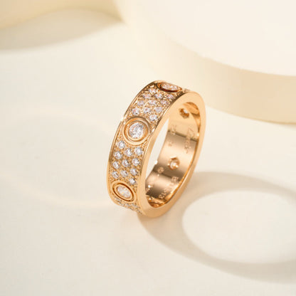 [Amore Jewels]LOVE 5.5MM FULL-PAVE 6-DIAMOND RING