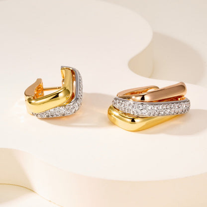 [Amore Jewels]TRINITY HALF DIAMOND  CUSHION EARRINGS