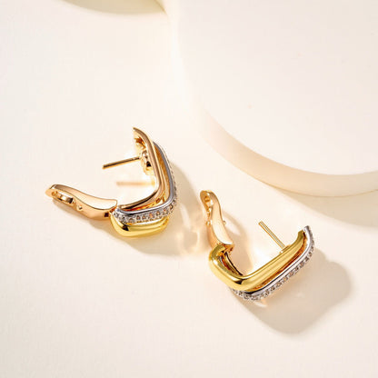 [Amore Jewels]TRINITY HALF DIAMOND  CUSHION EARRINGS
