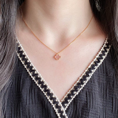 [Amore Jewels]CLOVER 9.5MM PINK MOTHER OF PEARL SINGLE FLOWER NECKLACE