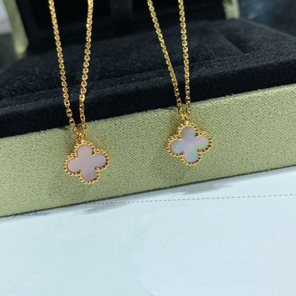 [Amore Jewels]CLOVER 9.5MM PINK MOTHER OF PEARL SINGLE FLOWER NECKLACE