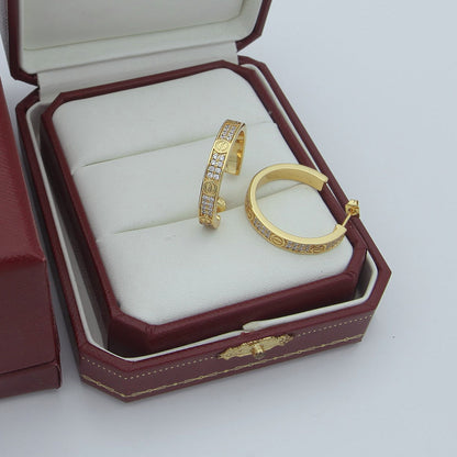 [Amore Jewels]LOVE EARRINGS 3.6MM DIAMOND PAVED