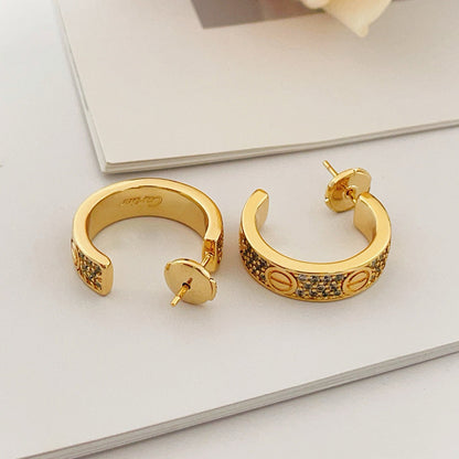 [Amore Jewels]LOVE 5.5MM DIAMOND PAVED EARRINGS