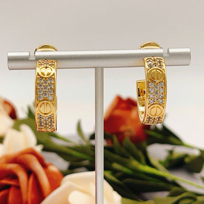 [Amore Jewels]LOVE 5.5MM DIAMOND PAVED EARRINGS