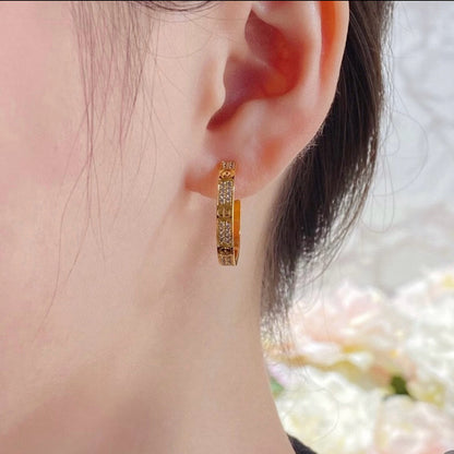 [Amore Jewels]LOVE EARRINGS 3.6MM DIAMOND PAVED