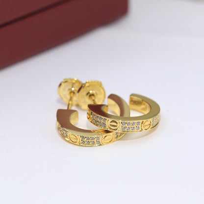 [Amore Jewels]LOVE 5.5MM DIAMOND PAVED EARRINGS