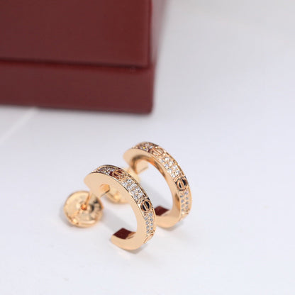 [Amore Jewels]LOVE 5.5MM DIAMOND PAVED EARRINGS