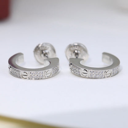 [Amore Jewels]LOVE 5.5MM DIAMOND PAVED EARRINGS