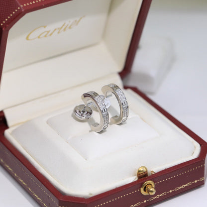 [Amore Jewels]LOVE 5.5MM DIAMOND PAVED EARRINGS