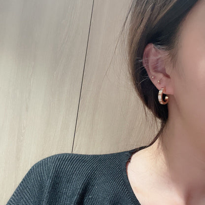 [Amore Jewels]LOVE 5.5MM DIAMOND PAVED EARRINGS