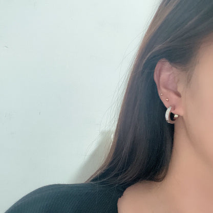 [Amore Jewels]LOVE 5.5MM DIAMOND PAVED EARRINGS