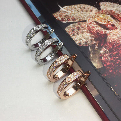 [Amore Jewels]LOVE 5.5MM DIAMOND PAVED EARRINGS