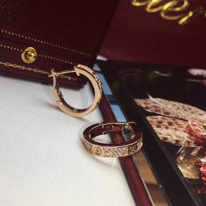 [Amore Jewels]LOVE 5.5MM DIAMOND PAVED EARRINGS
