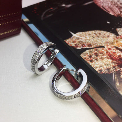 [Amore Jewels]LOVE 5.5MM DIAMOND PAVED EARRINGS