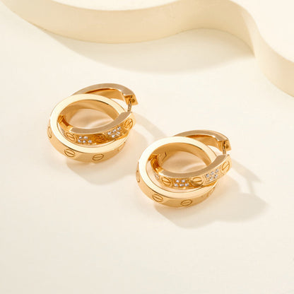 [Amore Jewels]LOVE 3.3MM DANGLE HALF DIAMOND EARRINGS