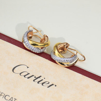 [Amore Jewels]TRINITY HALF DIAMOND  CLASSIC EARRINGS