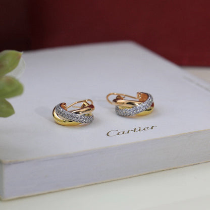[Amore Jewels]TRINITY HALF DIAMOND  CLASSIC EARRINGS