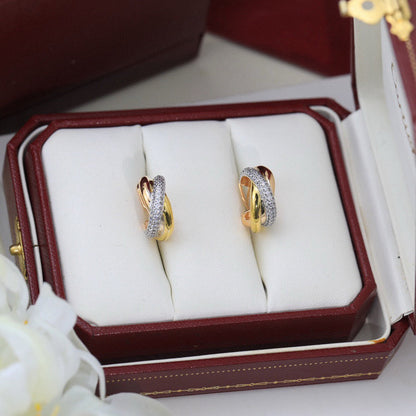 [Amore Jewels]TRINITY HALF DIAMOND  CLASSIC EARRINGS