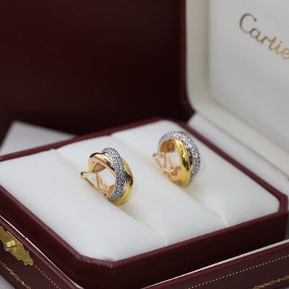 [Amore Jewels]TRINITY HALF DIAMOND  CLASSIC EARRINGS