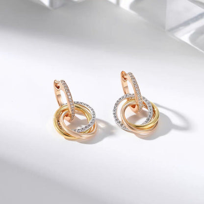 [Amore Jewels]TRINITY HALF DIAMOND  EARRINGS