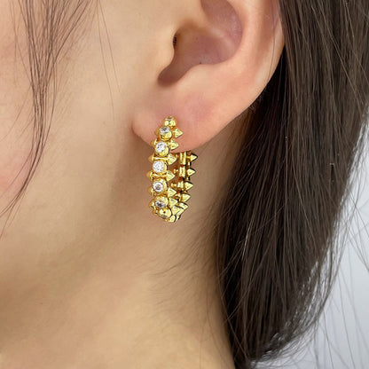 [Amore Jewels]CLASH FULL DIAMOND MEDIUM EARRINGS
