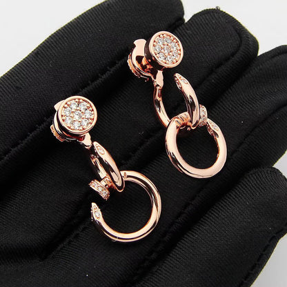 [Amore Jewels]JUSTE HALF DIAMOND DOUBLE EARRINGS