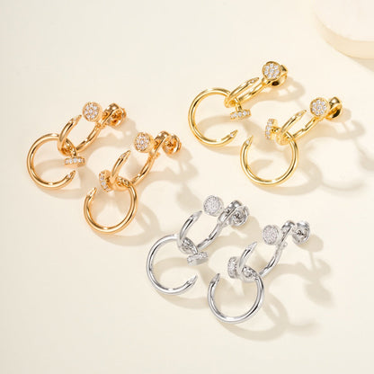 [Amore Jewels]JUSTE HALF DIAMOND DOUBLE EARRINGS