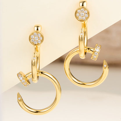 [Amore Jewels]JUSTE HALF DIAMOND DOUBLE EARRINGS