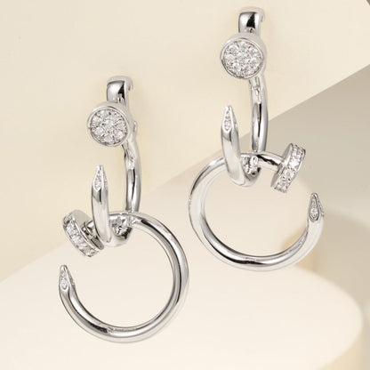 [Amore Jewels]JUSTE HALF DIAMOND DOUBLE EARRINGS