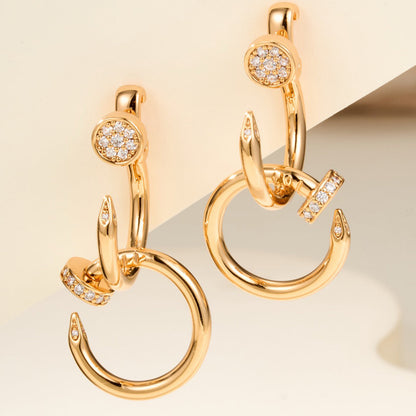 [Amore Jewels]JUSTE HALF DIAMOND DOUBLE EARRINGS