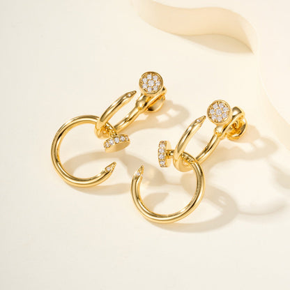 [Amore Jewels]JUSTE HALF DIAMOND DOUBLE EARRINGS