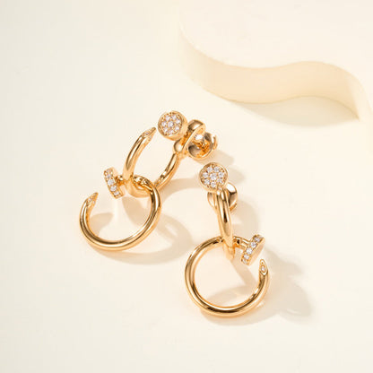 [Amore Jewels]JUSTE HALF DIAMOND DOUBLE EARRINGS