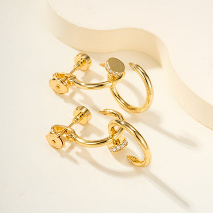 [Amore Jewels]JUSTE HALF DIAMOND DOUBLE EARRINGS