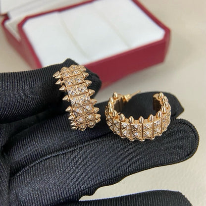 [Amore Jewels]CLASH 9.2MM FULL DIAMOND DOUBLE ROW EARRINGS