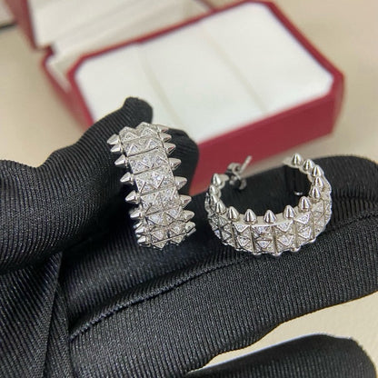 [Amore Jewels]CLASH 9.2MM FULL DIAMOND DOUBLE ROW EARRINGS